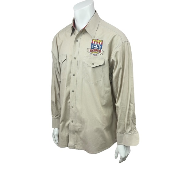 Wrangler 2007 National Finals Rodeo NFR Western Cowboy Shirt Mens 3XL Tan L/S - Picture 1 of 13